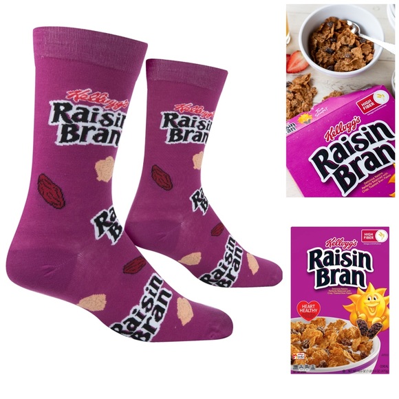 Kellogg’s Underwear & Socks Kelloggs Raisin Bran Cereal Prints Crew Socks Size 62 Mens